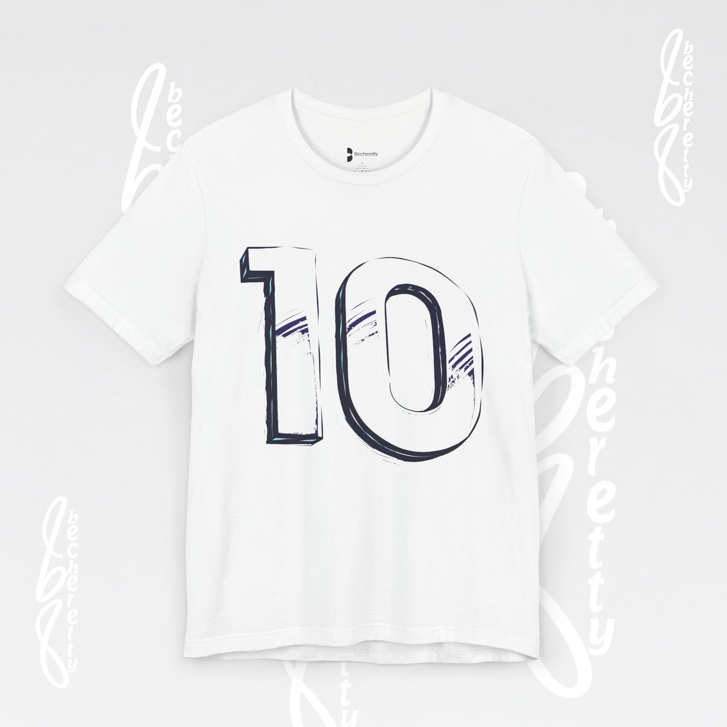 Stylish Unisex Tee - Number 10 - Casual Everyday Wear, Unique Gift Sports Lovers, Becheretty Graphic, Team Spirit