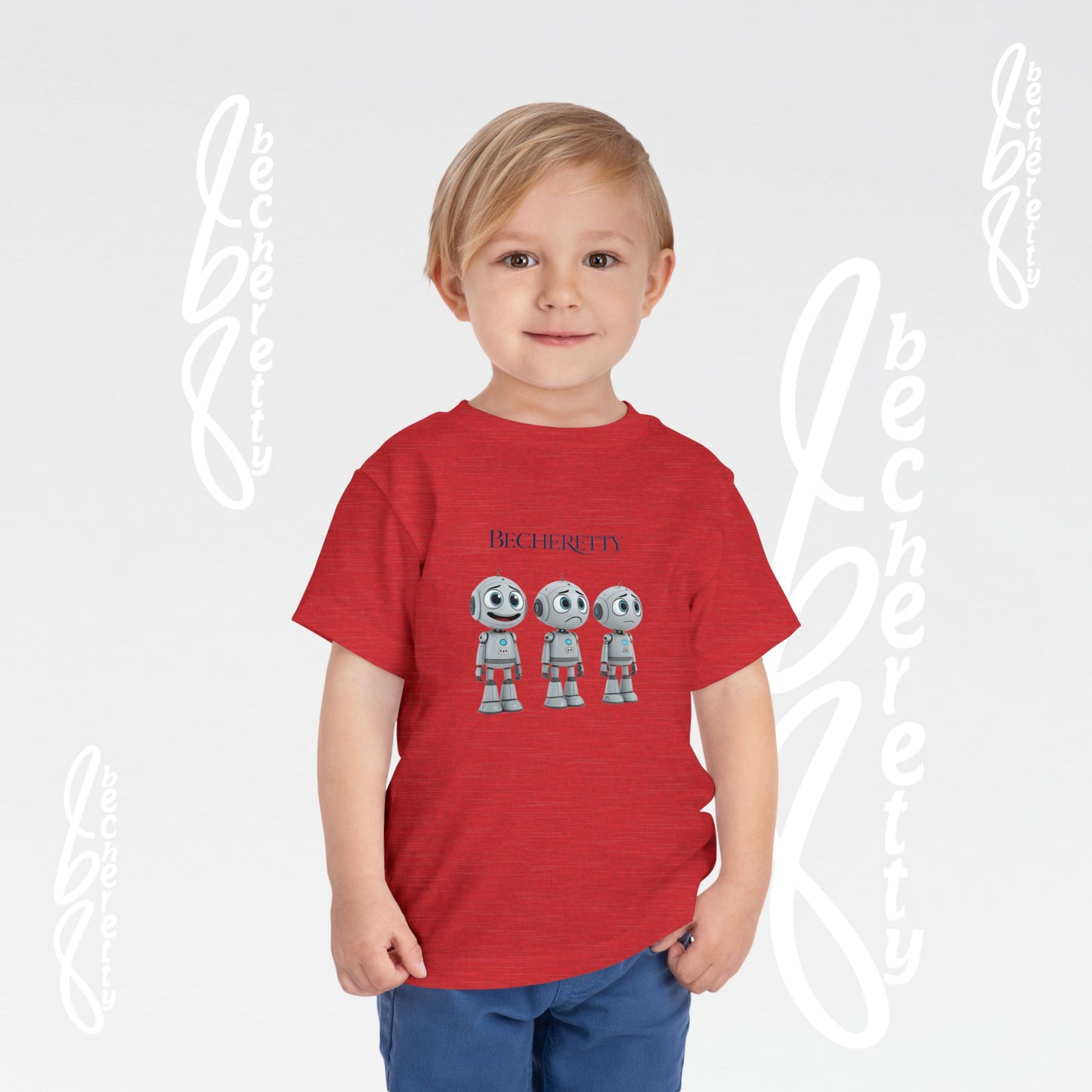 Graphic Toddler Short Sleeve T-Shirt - Funny Robots - Becheretty