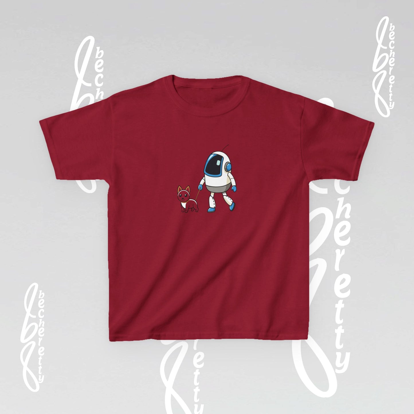 Cute Kids Robot & Dog Tee for Youth - Graphic Becheretty - Gift for Children - Kids Casual Wear