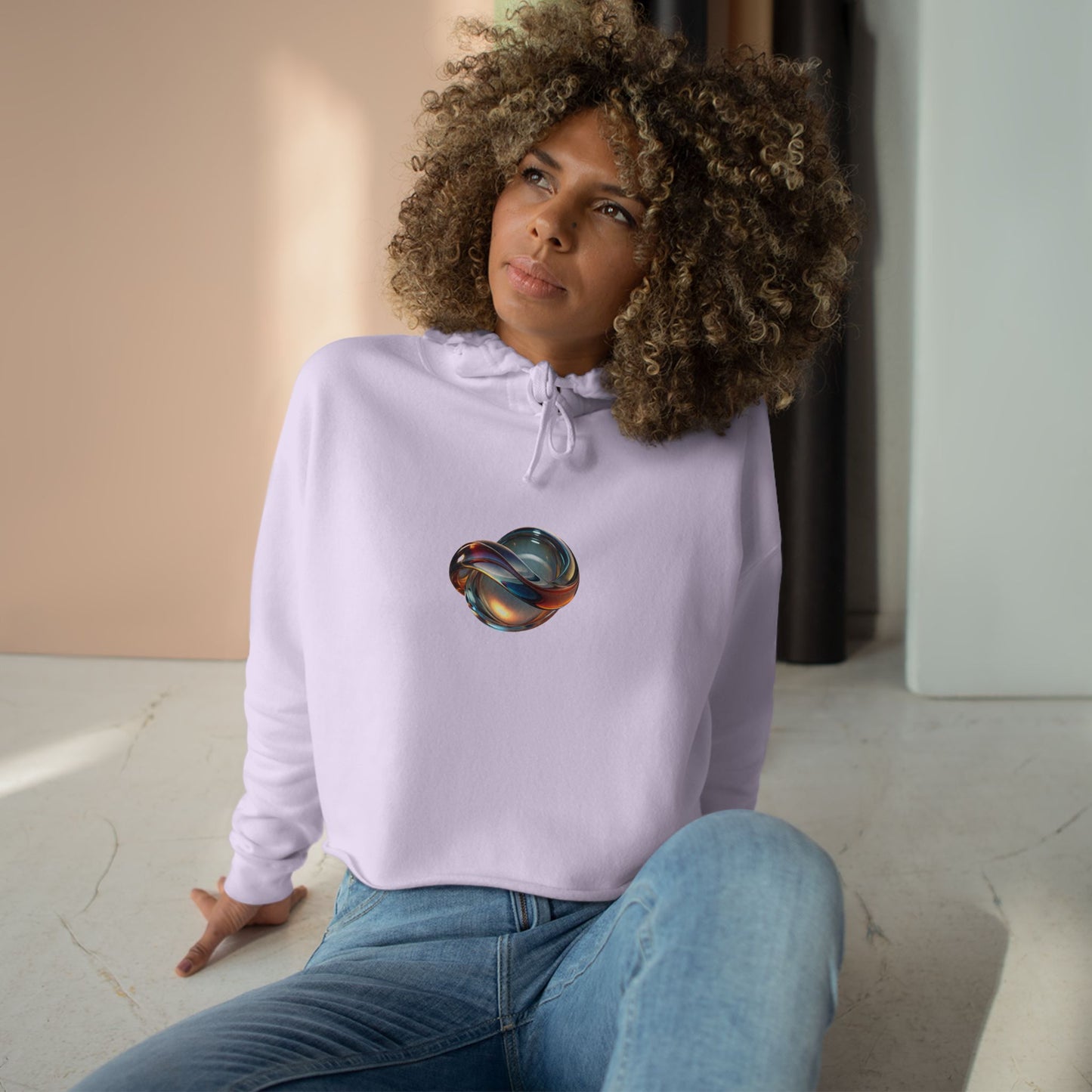 Modern Art Crop Hoodie with Unique Design, Trendy Sweatshirt for Casual Wear, Gift for Art Lovers, Stylish Comfort for Everyday