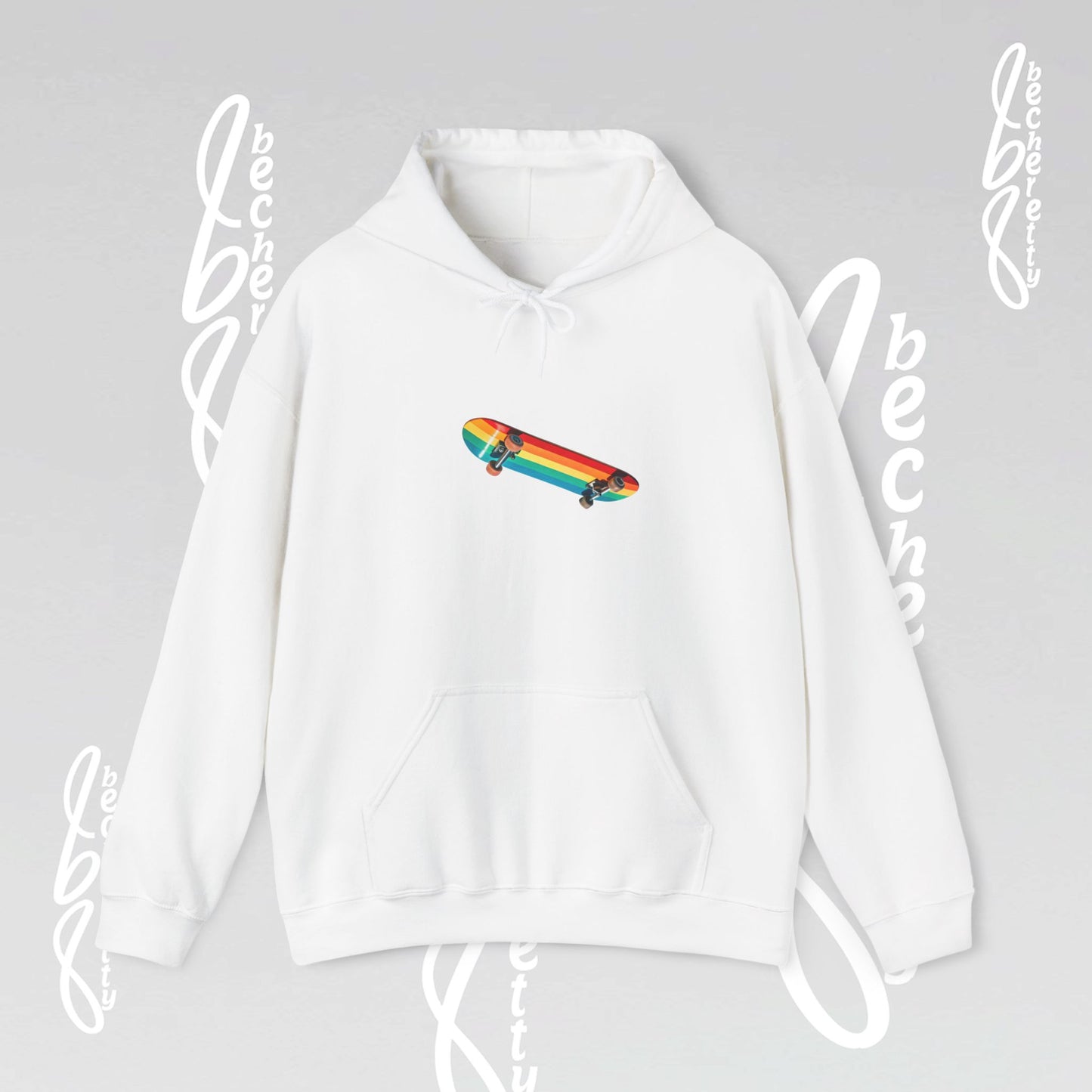 Rainbow Skateboard Graphic Hoodie Becheretty - Unisex - Perfect Gift for Skaters Lovers