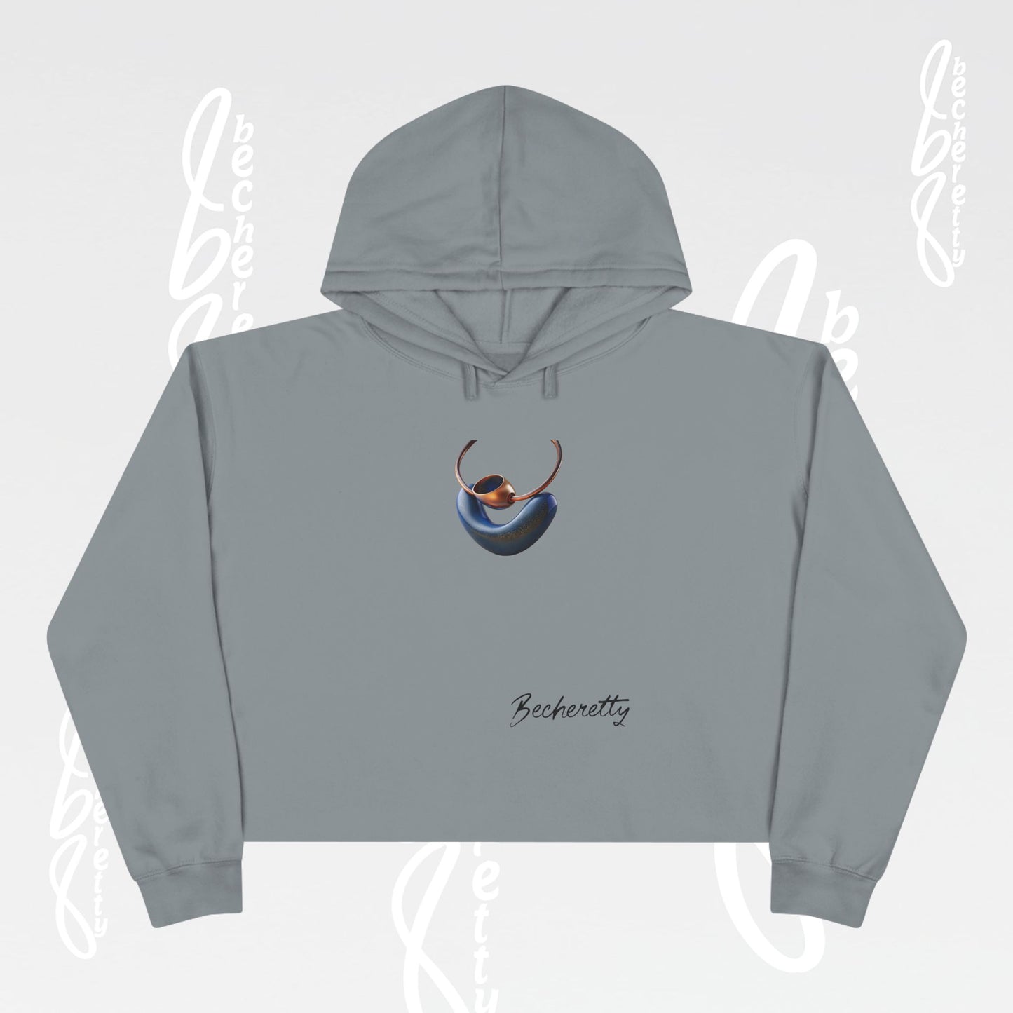 Trendy Crop Hoodie with Artistic Necklace Design Becheretty - Fashionable Sweatshirt, Gift for Her, Casual Wear, Stylish Loungewear
