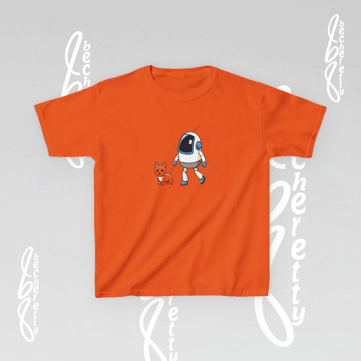 Cute Kids Robot & Dog Tee for Youth - Graphic Becheretty - Gift for Children - Kids Casual Wear