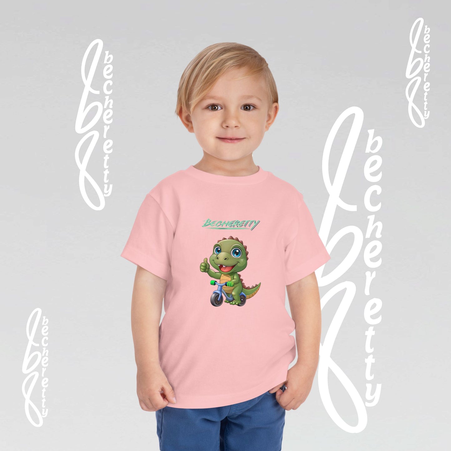 Toddler T-Shirt with a Cute Dino - Becheretty Playful Design Tee - Birthday Gift Idea