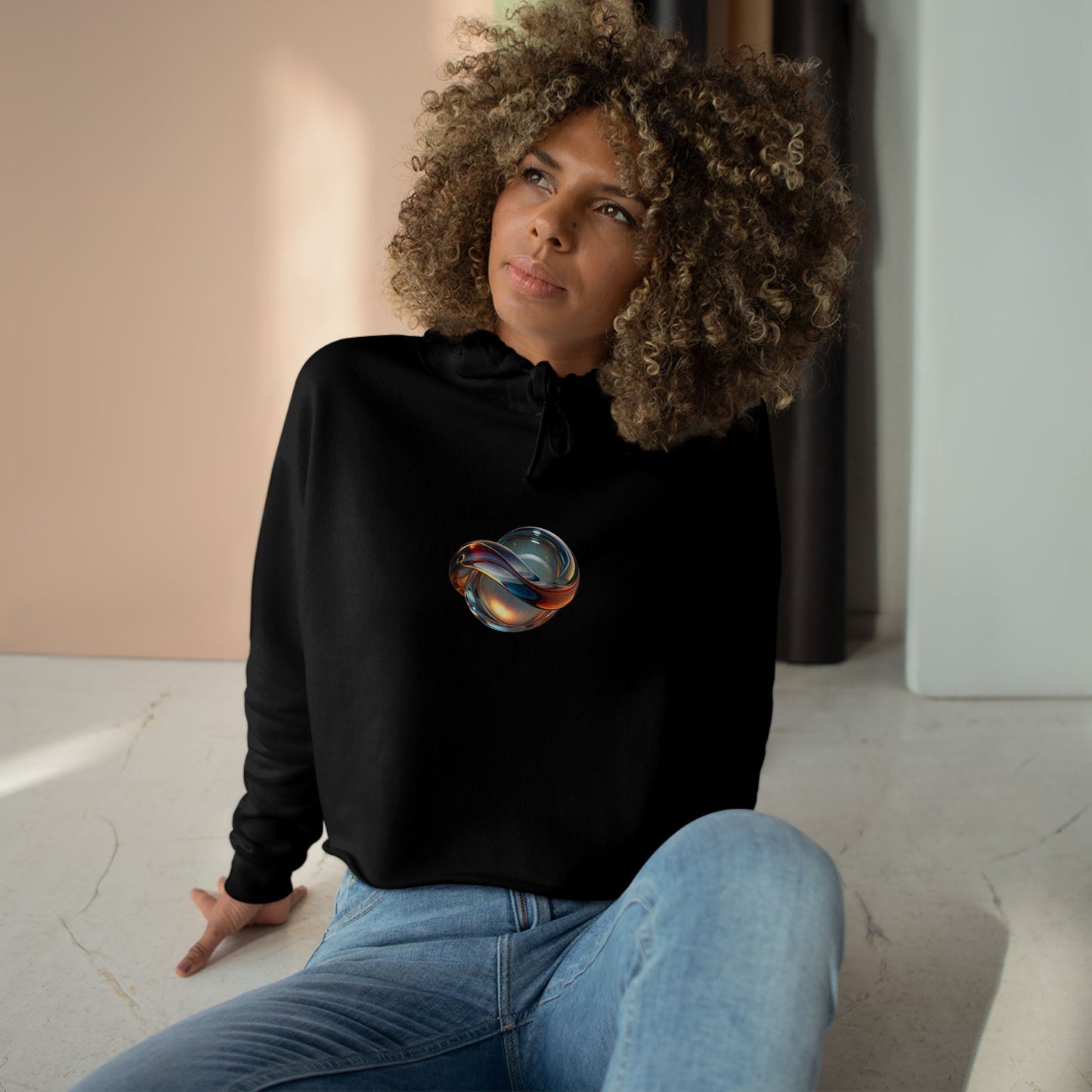 Modern Art Crop Hoodie with Unique Design, Trendy Sweatshirt for Casual Wear, Gift for Art Lovers, Stylish Comfort for Everyday