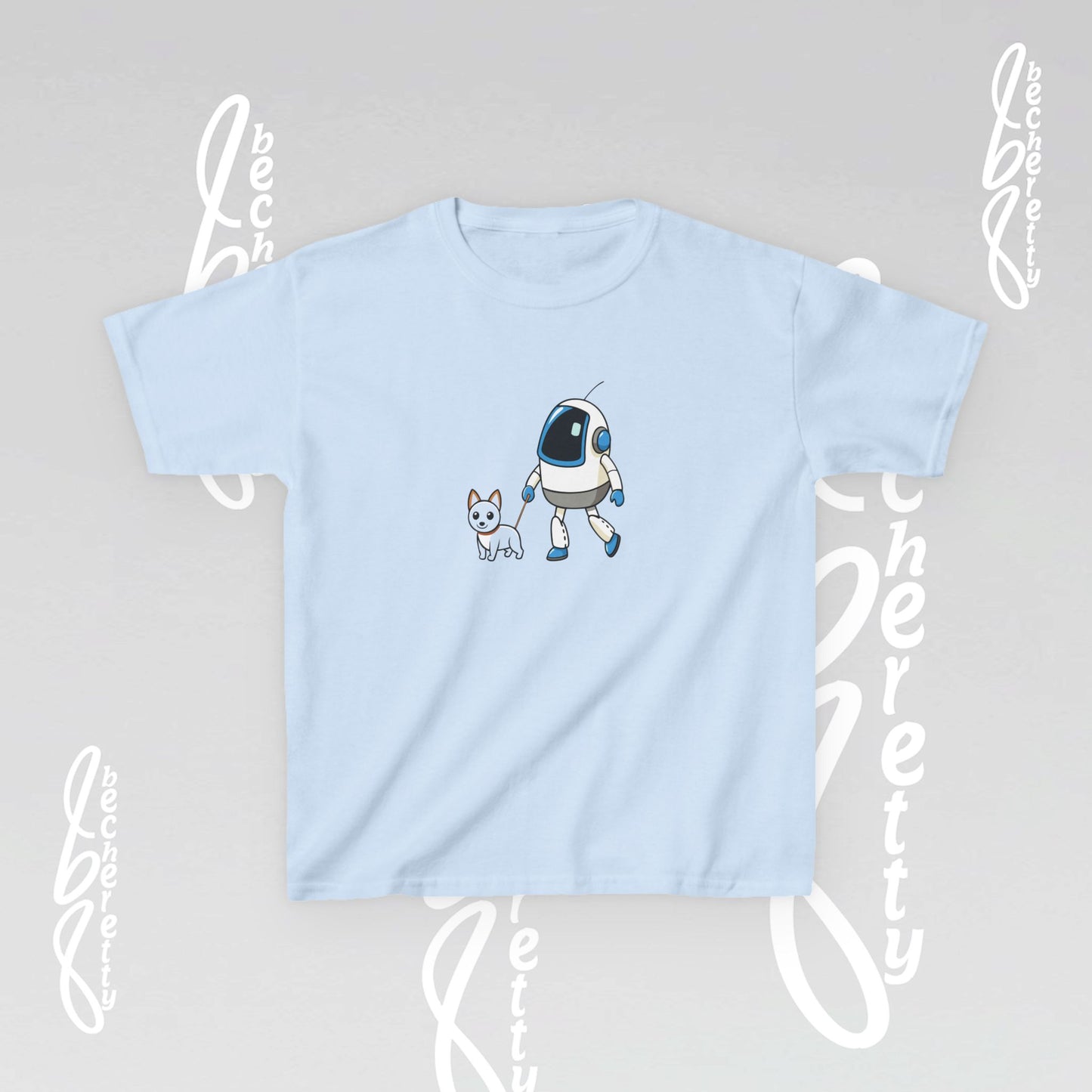 Cute Kids Robot & Dog Tee for Youth - Graphic Becheretty - Gift for Children - Kids Casual Wear