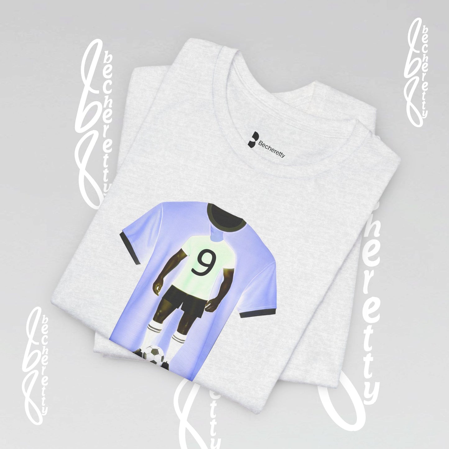 Soccer T-shirt Number 9 - Graphic Becheretty - Wearable Art Tee - Soccer Fans