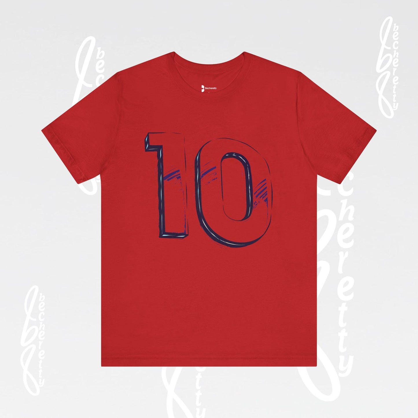 Stylish Unisex Tee - Number 10 - Casual Everyday Wear, Unique Gift Sports Lovers, Becheretty Graphic, Team Spirit