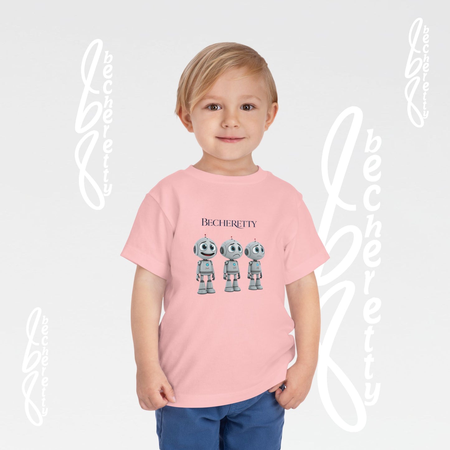 Graphic Toddler Short Sleeve T-Shirt - Funny Robots - Becheretty