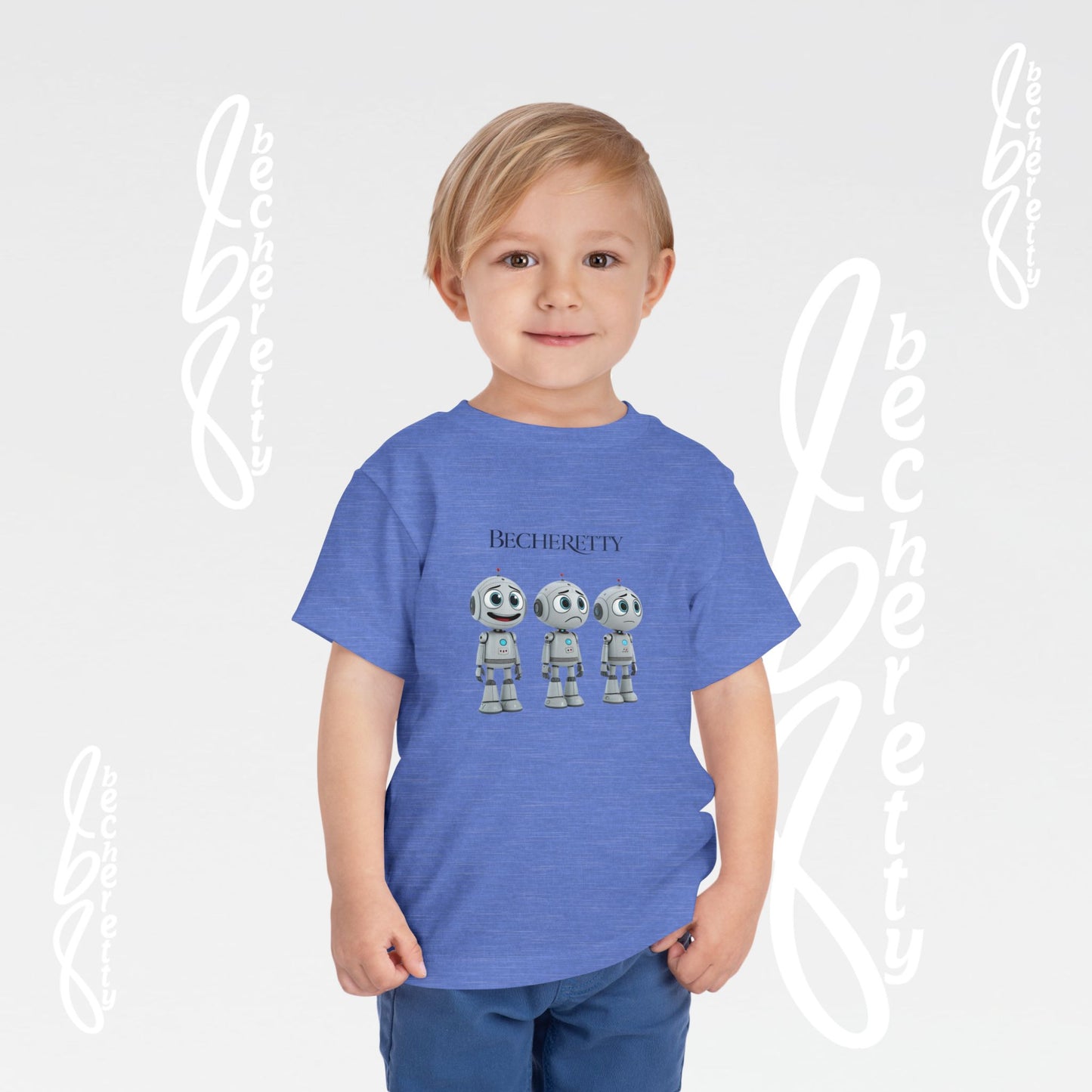 Graphic Toddler Short Sleeve T-Shirt - Funny Robots - Becheretty