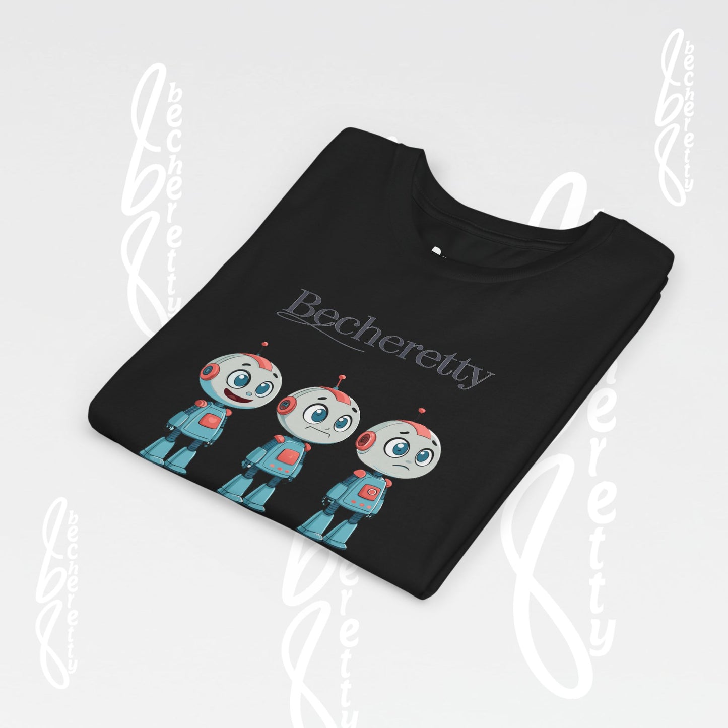Youth T-Shirt short sleeve "Three Funny Kid Robots" Graphic Becheretty - Original gift for birthdays