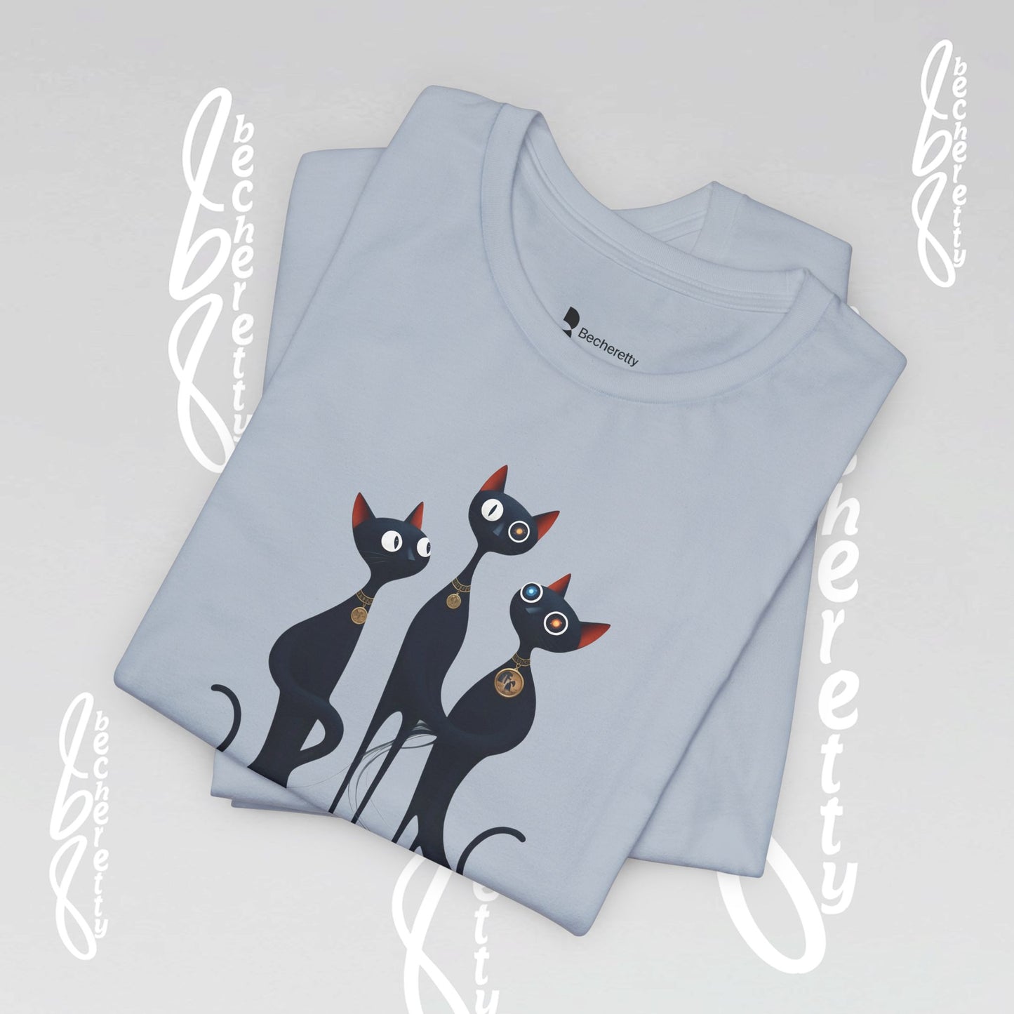Black Cat Trio Tee – Cute Retro Cats Graphic T-Shirt - Minimalist Art Becheretty - Perfect gift for cats lovers