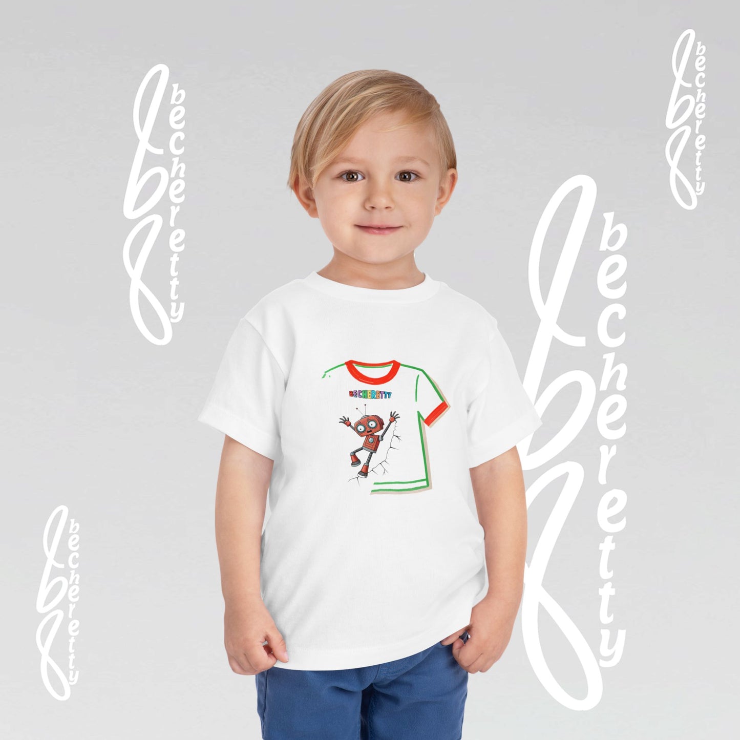Toddler T-Shirt - Funny Robot Character Becheretty - Casual Kids outfit