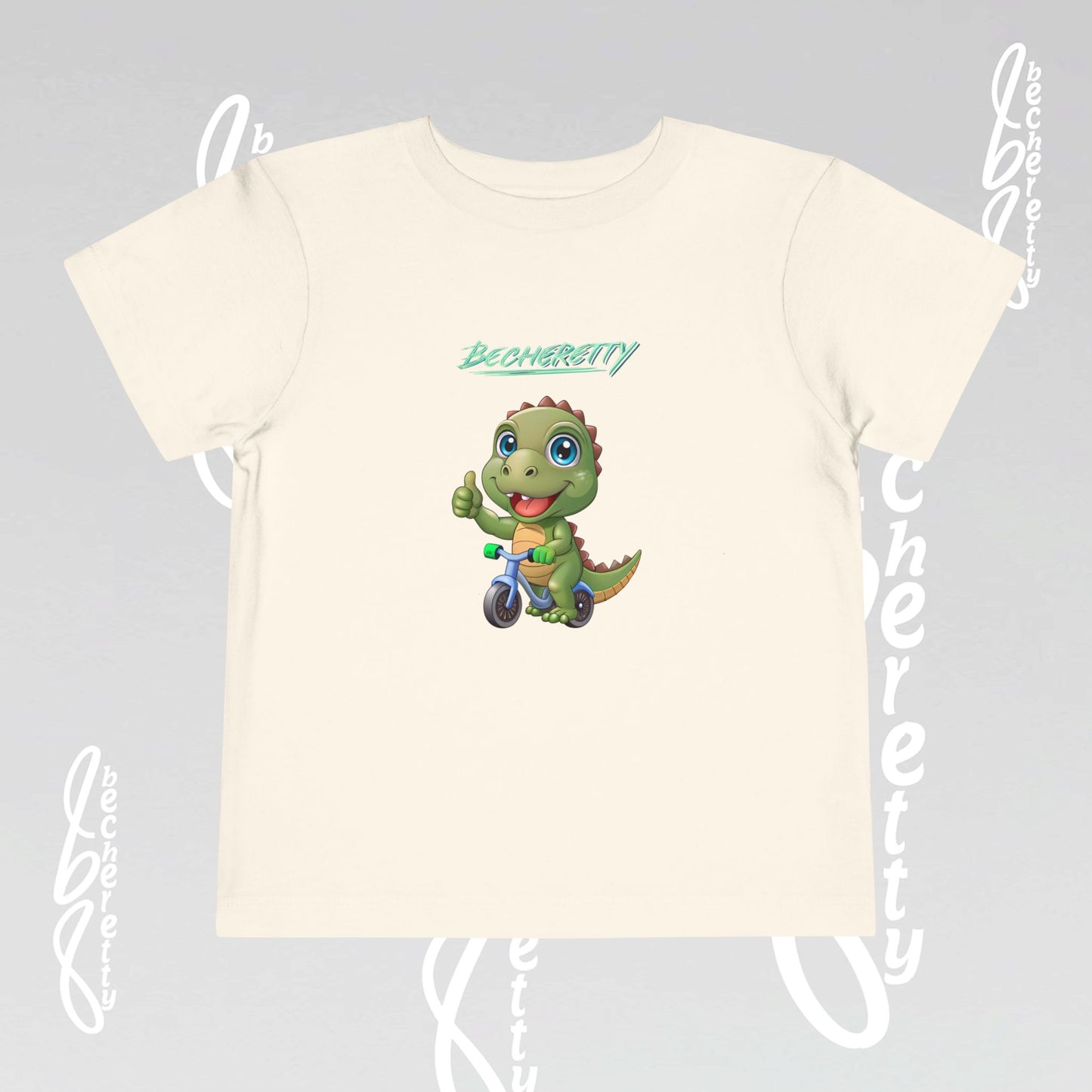 Toddler T-Shirt with a Cute Dino - Becheretty Playful Design Tee - Birthday Gift Idea