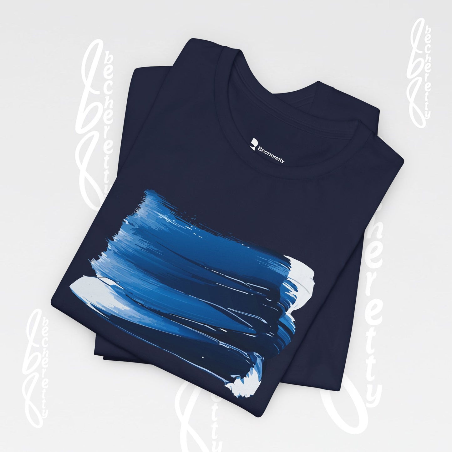 Stylish Blue Brushstroke Unisex Tee - Wear the Passion. Wear the Art - Becheretty - Perfect for summer day by the beach.