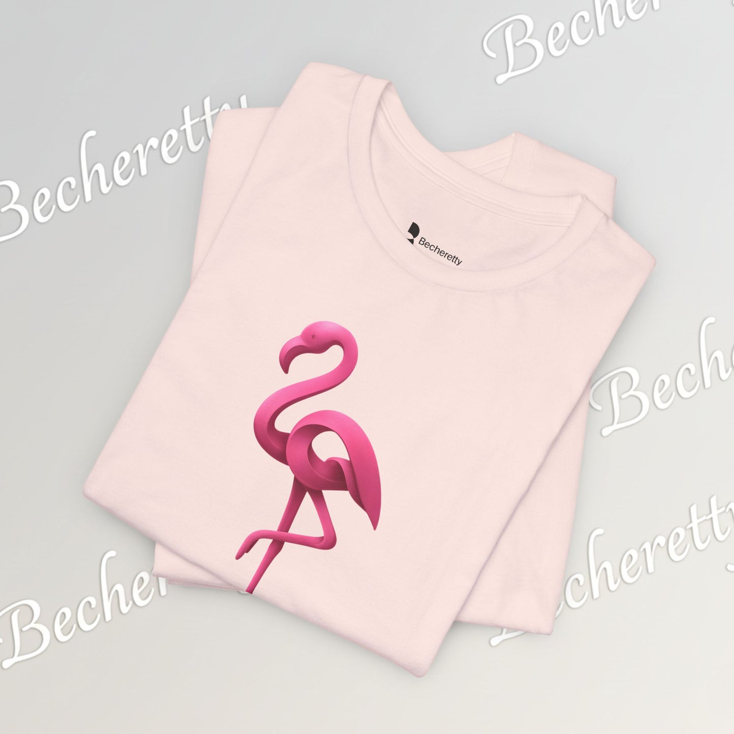 Flamingo T-Shirt - Artistic Graphic Minimalist Becheretty - Fun Casual Wear for Everyday Style