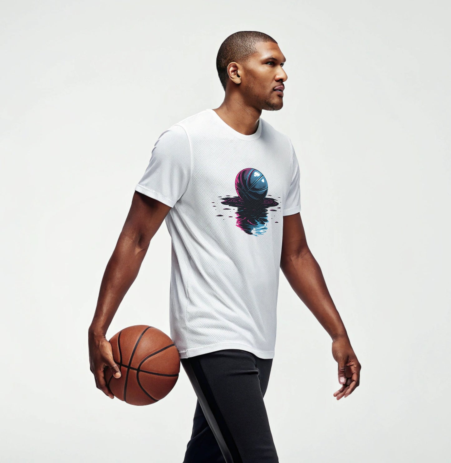 Basketball Ball, reflected on the water, Graphic Becheretty - Unisex Tee, Perfect for Basketball Lovers - Casual Wear