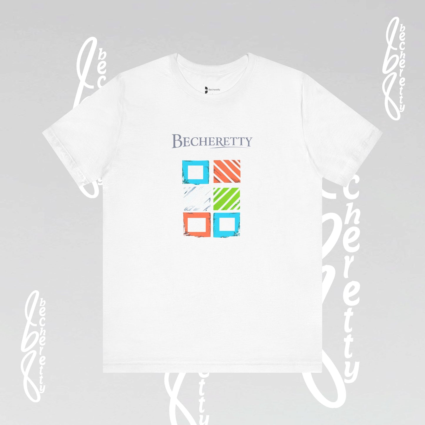 Colorful squares with transparency Graphic, with Becheretty name - Unisex T'shirt - Fashion style - Casual Wear