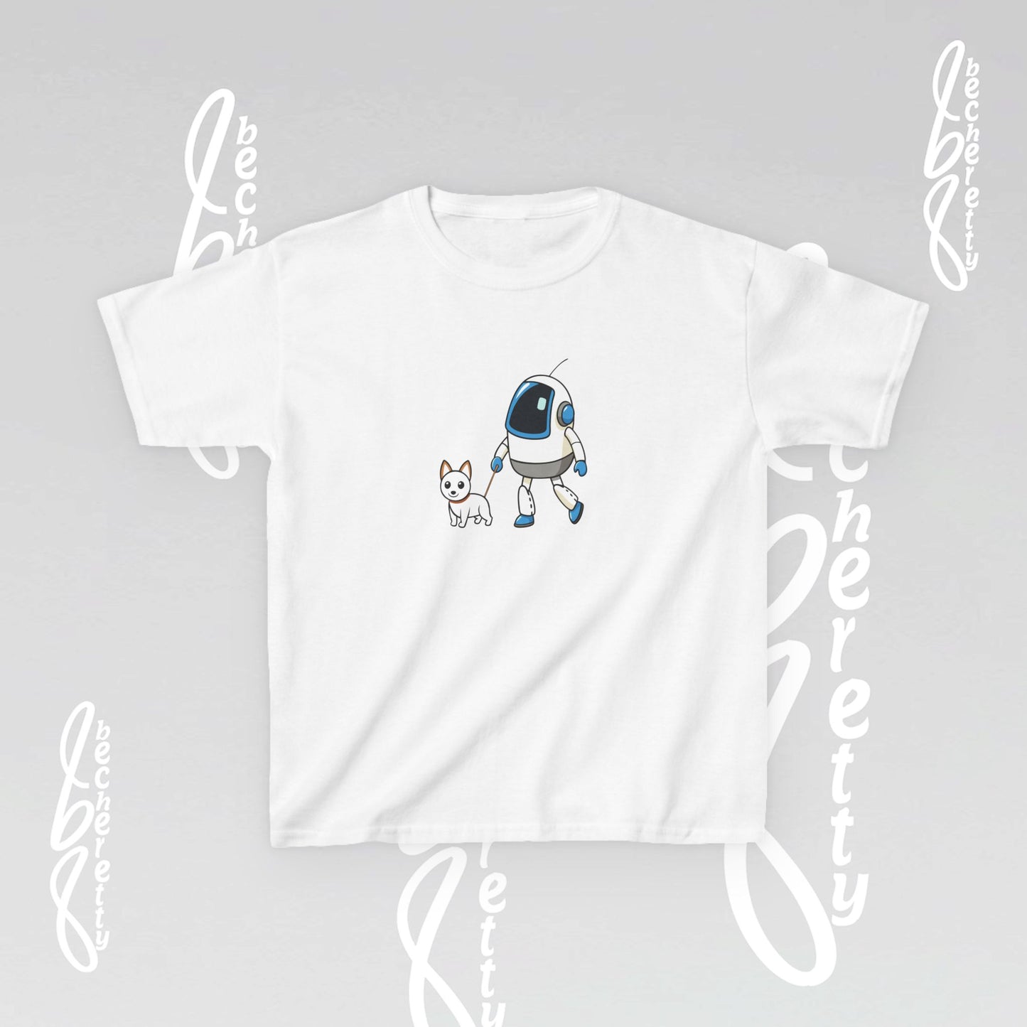Cute Kids Robot & Dog Tee for Youth - Graphic Becheretty - Gift for Children - Kids Casual Wear