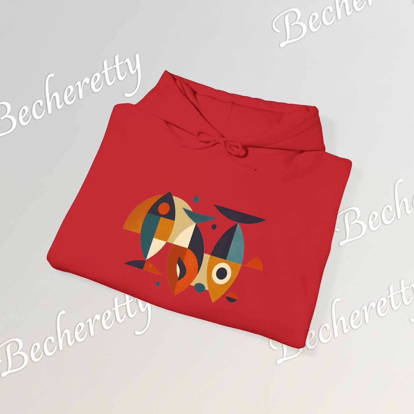 Geometric Fish Hoodie - Minimalist Graphic Becheretty, blending abstract geometric shapes