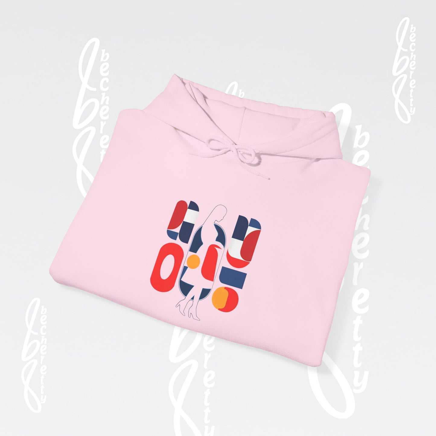 Luminous Silhouette Hoodie - Bauhaus-inspired geometric shapes - Art Graphic Minimalist Becheretty