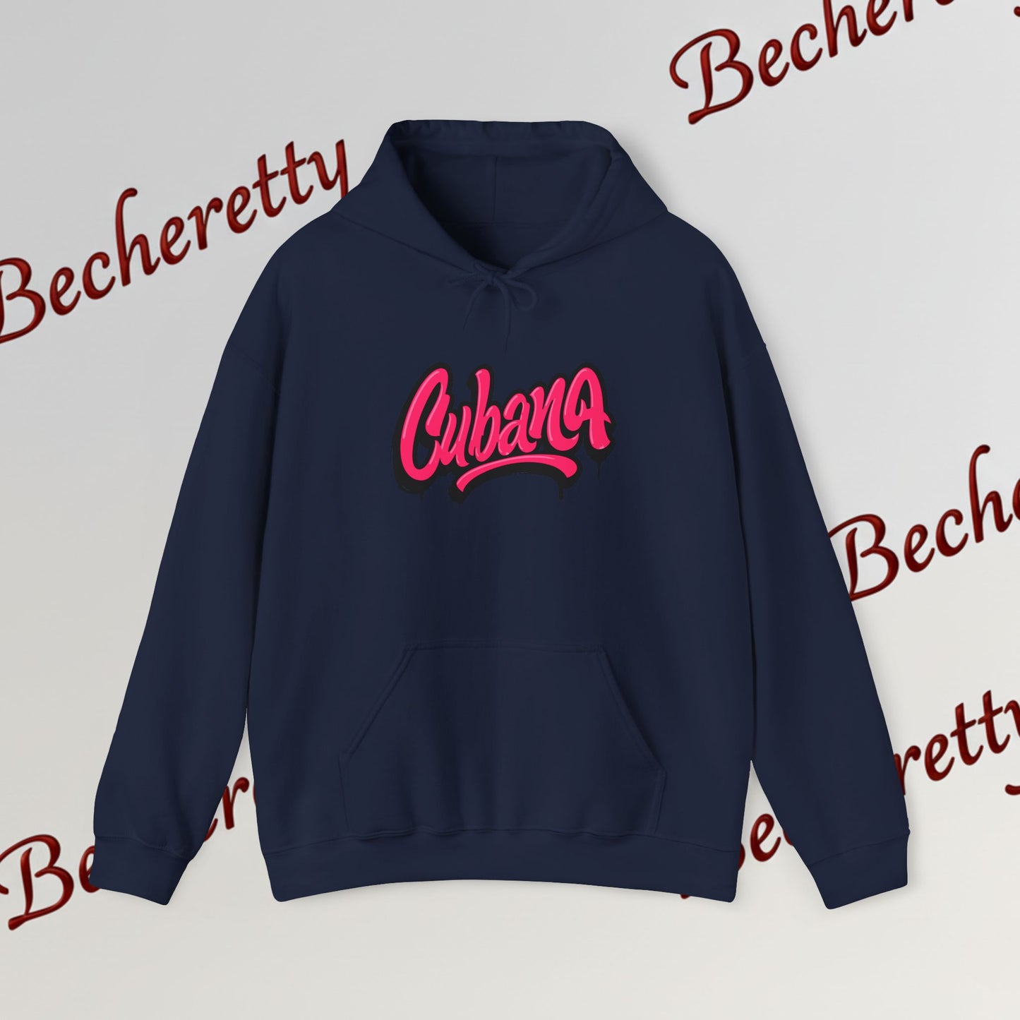 Graphic Hoodie "Cubana"  Art Graphic Becheretty - This spacious kangaroo-style bag proudly displays a connection to Cuban culture.