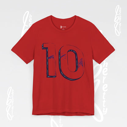 Stylish Unisex Tee - Number 10 - Casual Everyday Wear, Unique Gift  Sports Lovers, Becheretty Graphic, Team Spirit