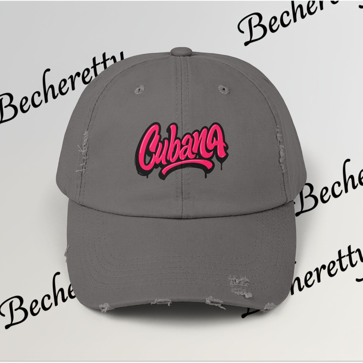 Dad Hat "Cubana" Art Graphic Becheretty — Pink Script Cap - An ideal and authentic gift for your friend