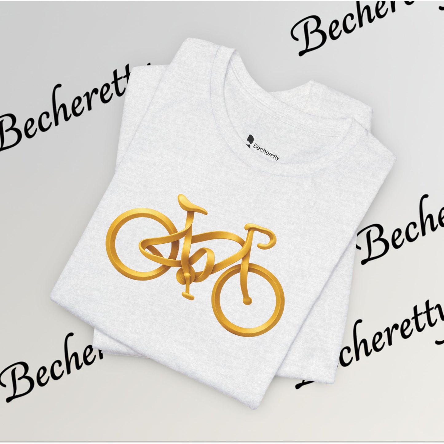 Gold Road Bike T-Shirt — Art Graphic Minimalist Becheretty - Gift Idea for Cyclist & Bike lovers