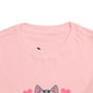 Adorable "Becheretty" Pink Bow Kitten Toddler Tee – Cute Gray Cat & Hearts Graphic T-Shirt for Girls