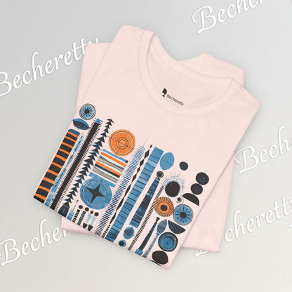 Modern Geometry Tee  "Urban Totems" Art Graphic Becheretty - Timeless, versatile, and unmistakably modern.