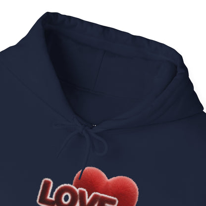 "LOVE" Plush Covered in Fur Graphic Hoodie - Art Minimalist Becheretty - Valentins day & Casual Wear