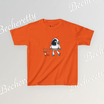 Cute Kids Robot & Dog  - T-Shirt for Youth - Art Graphic Becheretty - Gift for Children