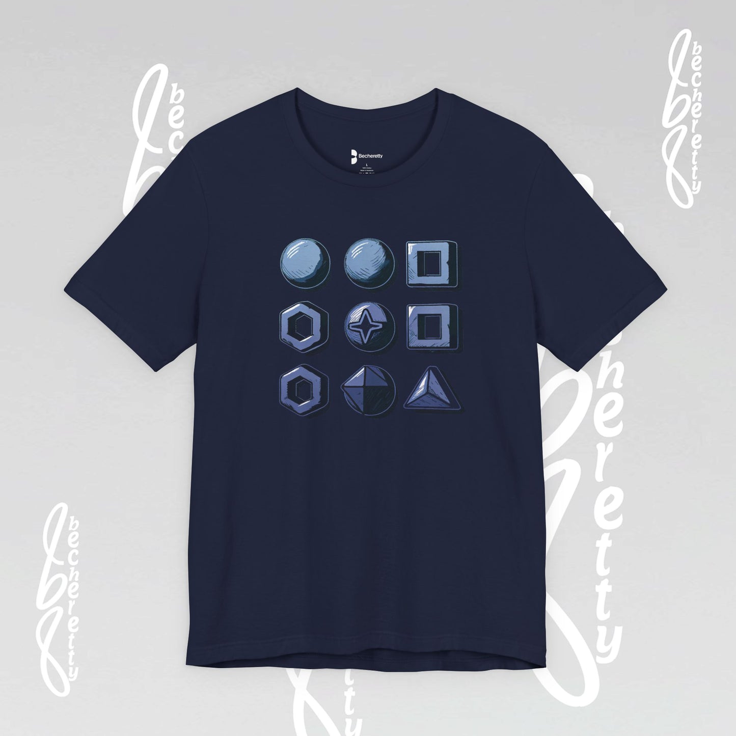 Graphic "Abstract Geometrics" T-Shirt Becheretty - Short Sleeve - Art Minimalist - Casual Wear