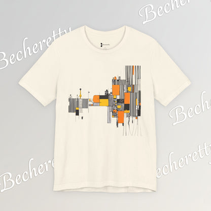 Abstract Geometric Tee - Art Graphic Becheretty - Modern Orange & Gray Cityscape Design