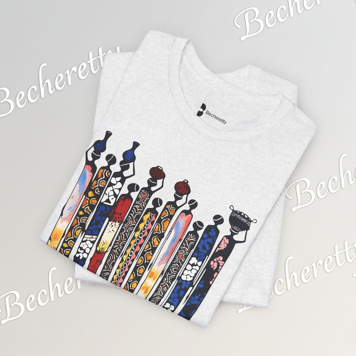 Ancestral Strides - Graphic Tee Becheretty - African tribal art style - Woven with history, worn with pride.