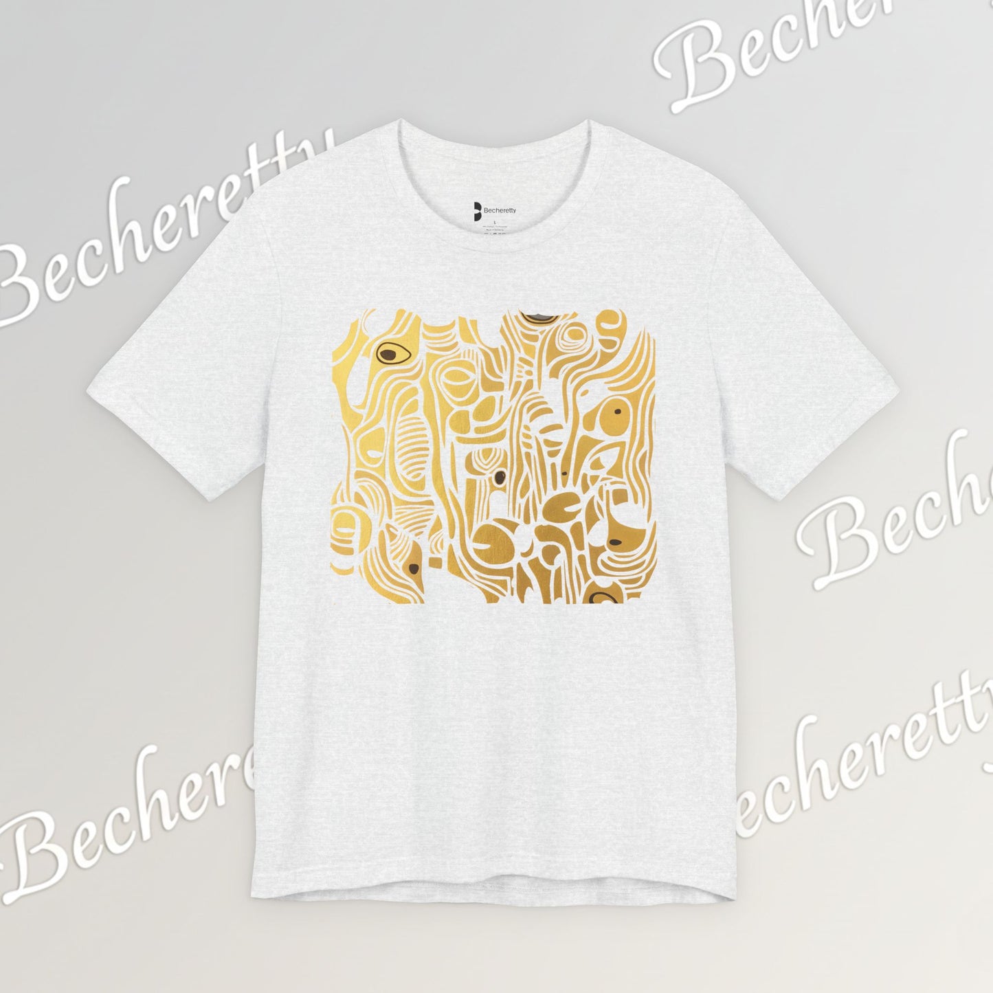 Golden Currents Tee - Abstract Organic line Art Becheretty - Abstract exploration of form and rhythm