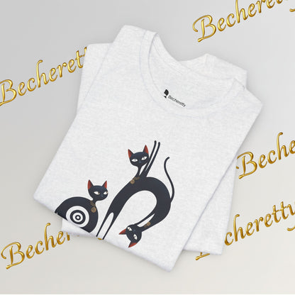 Graphic T-Shirt "Cat Trio" Design Surrealist & Minimalist Becheretty - Artful presence , casual wear.