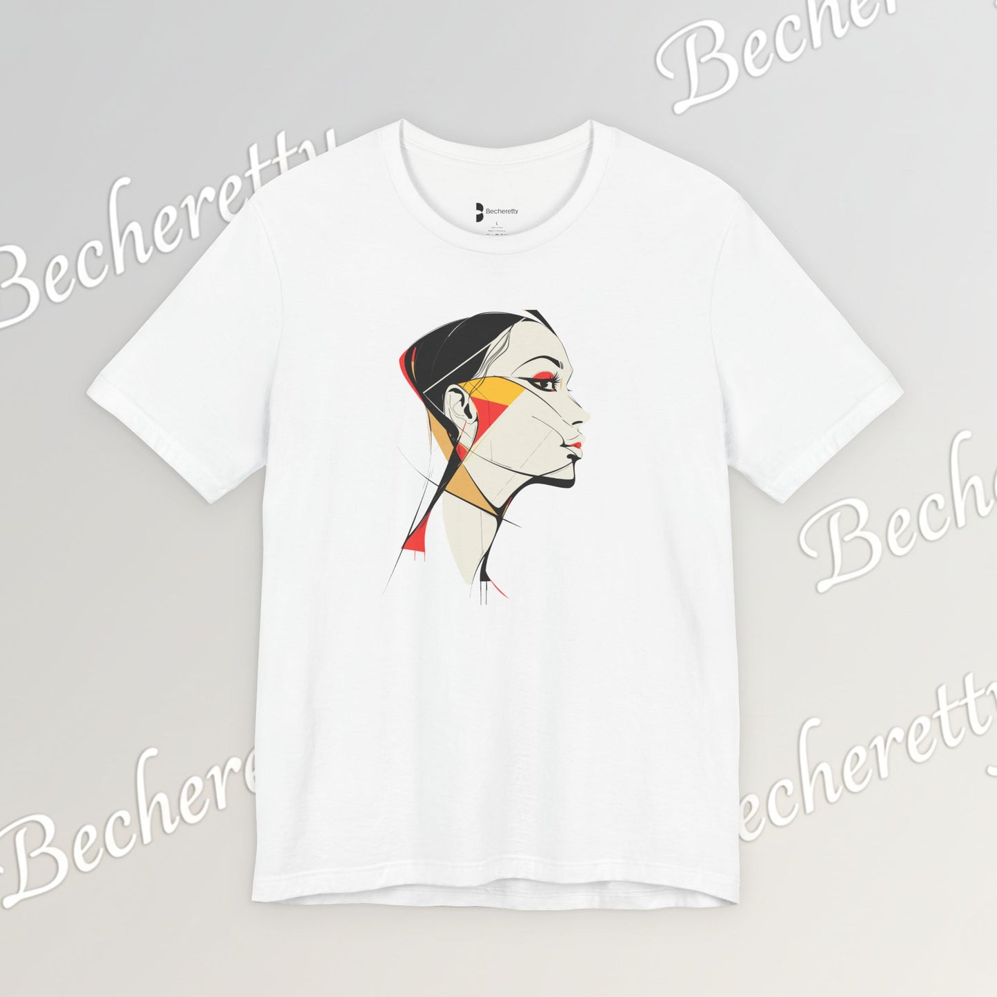 Abstract Profile Art Tee Becheretty — Minimal Geometric Woman Portrait T-Shirt