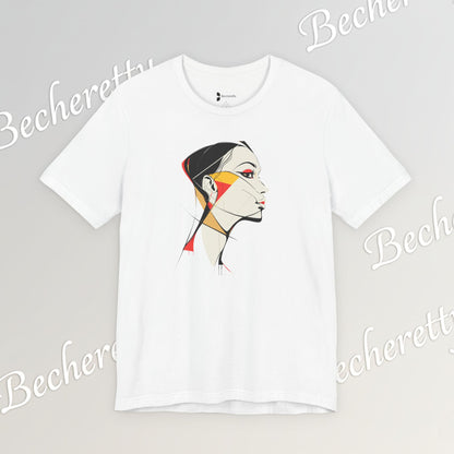 Abstract Profile Art Tee Becheretty — Minimal Geometric Woman Portrait T-Shirt