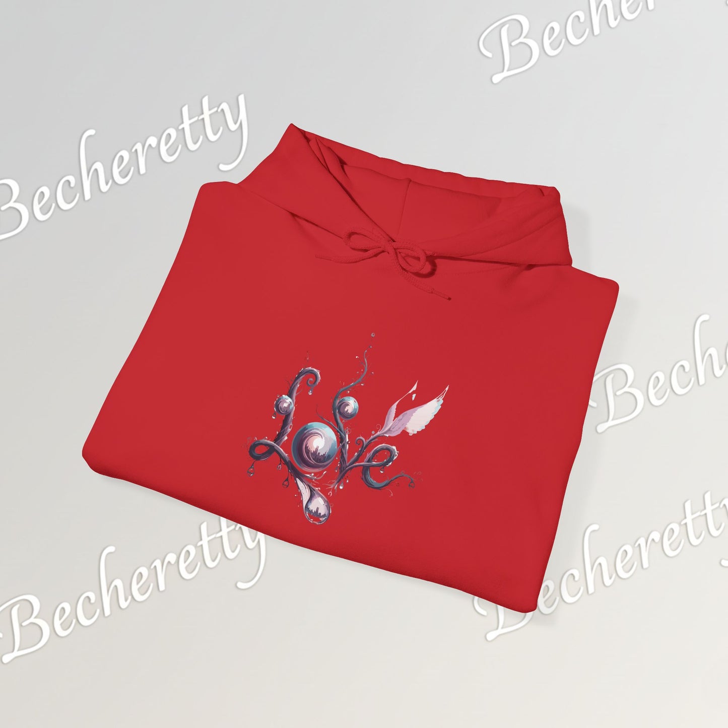 Love Floral Hoodie - Romantic Script - Art Graphic Becheretty - Perfect Gift for your loved one