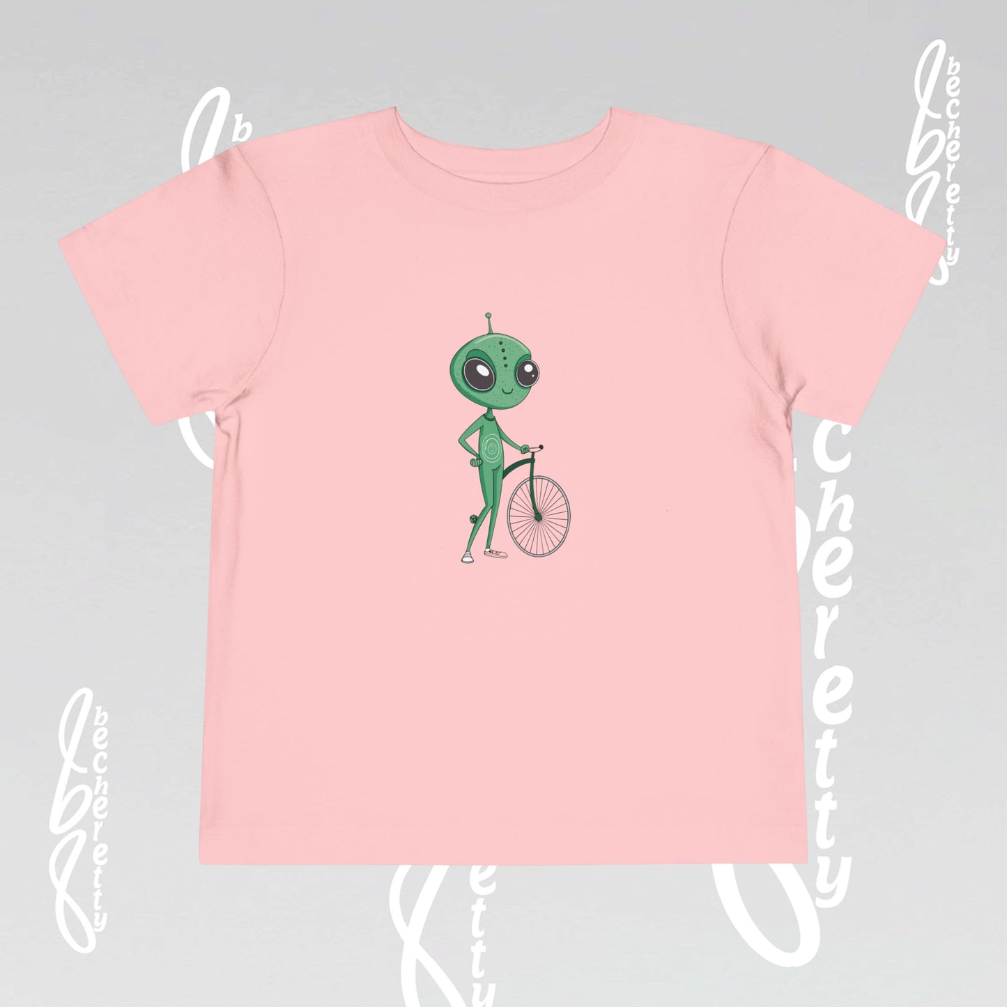 Alien Bicycle Toddler Tee - Fun Kids Shirt - Art Graphic Becheretty - Cute Gifts for Little Explorers