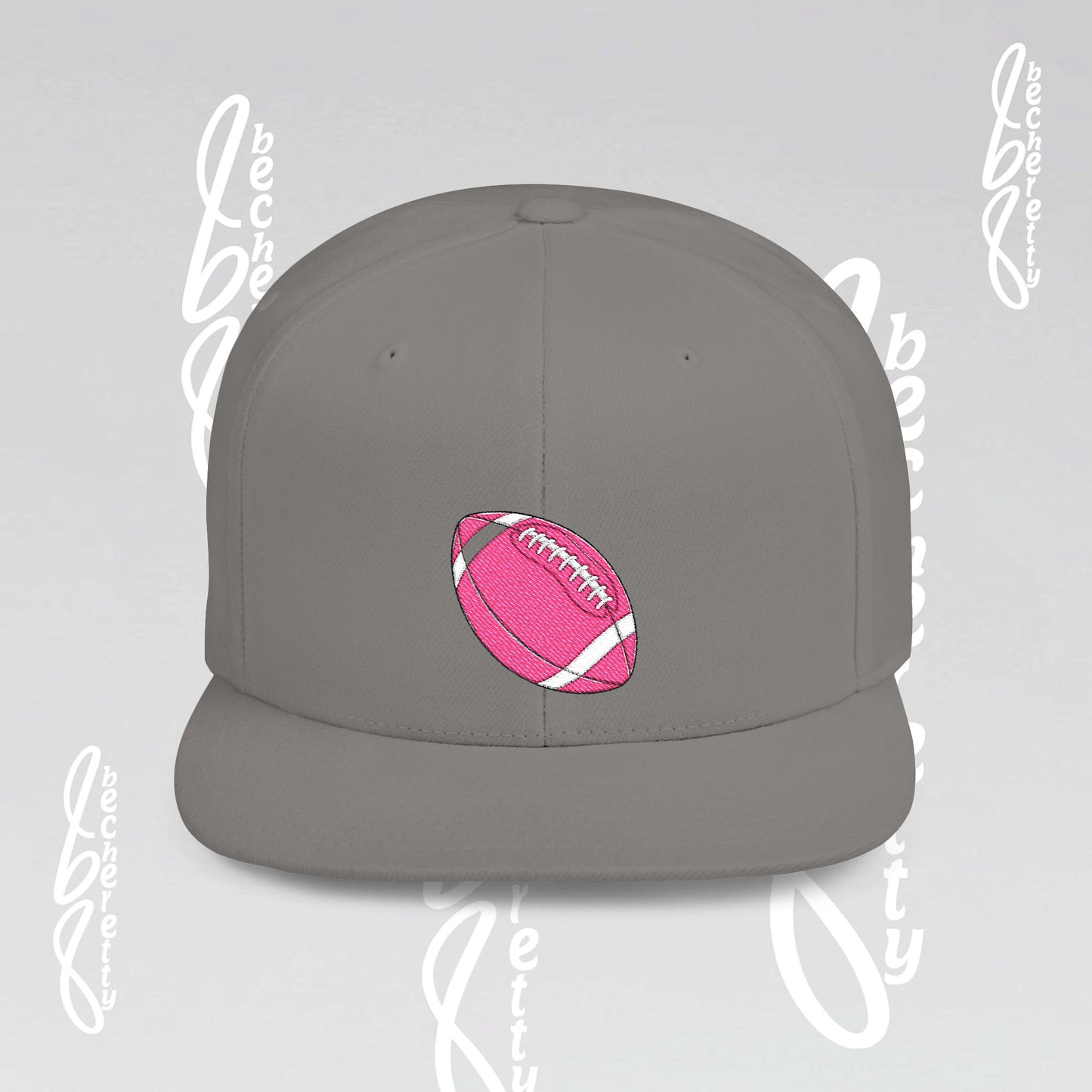 Snapback Baseball Cap with Pink American Football Ball Design by Becheretty