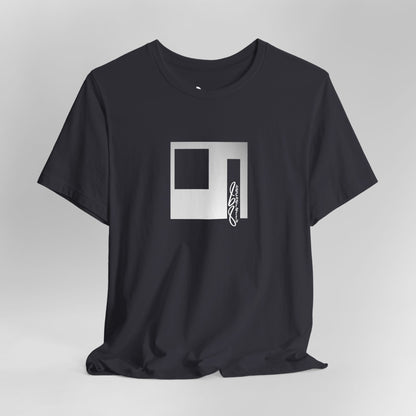 Cubist Portal Premium Tee - Minimalist Art Graphic Becheretty - Design that merges architectural precision and abstract expressionism.