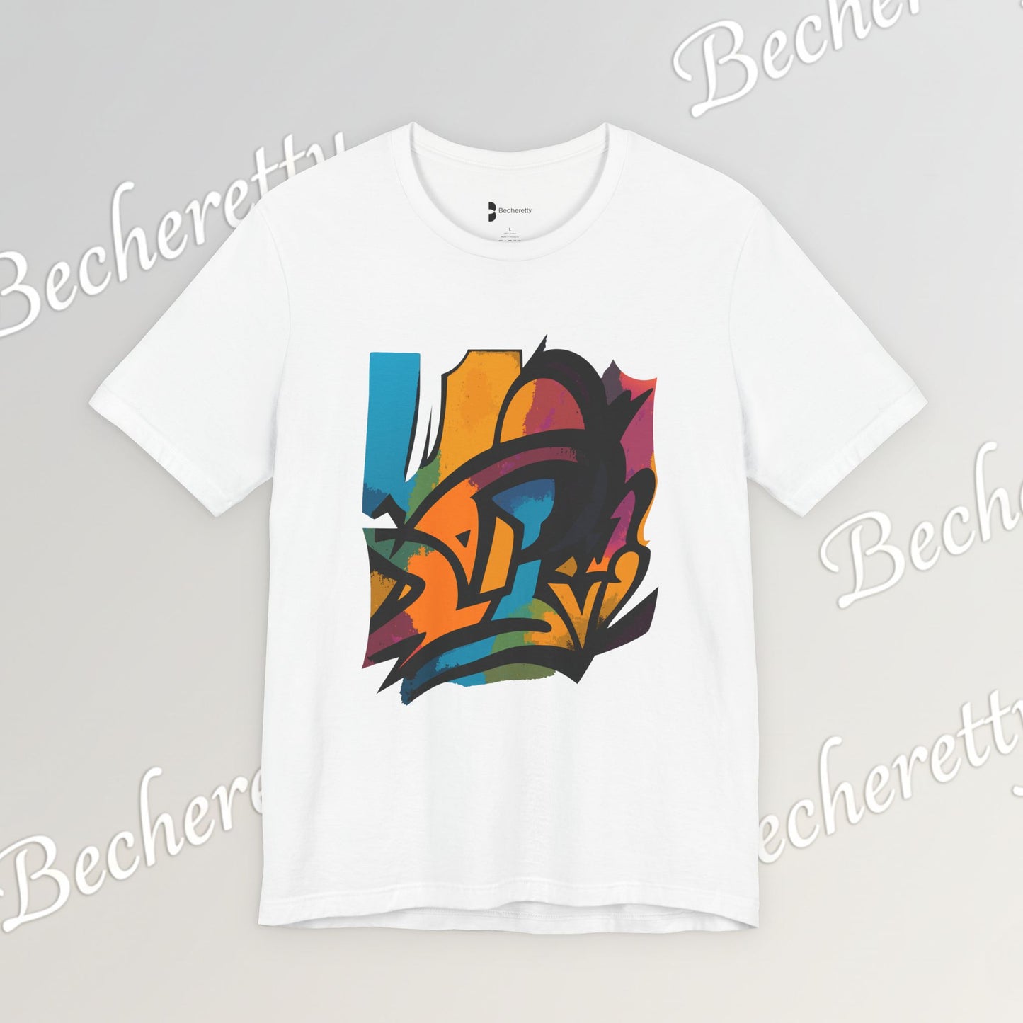 "Neon Fracture" — T-Shirt Becheretty - It captures the aesthetic of the shapes while nodding to those electric 80s/90s colors.