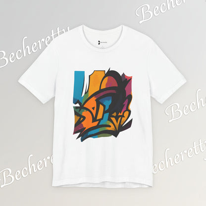 "Neon Fracture" — T-Shirt Becheretty - It captures the aesthetic of the shapes while nodding to those electric 80s/90s colors.