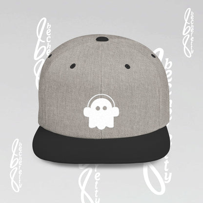Unique Ghost Headphones Flat Bill Snapback Hat - Art Graphic Becheretty