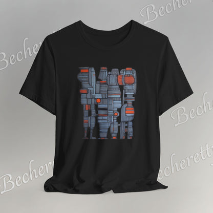 Abstract figurative illustration T-Shirt Becheretty - Geometric, totem-inspired composition - Wearable Art