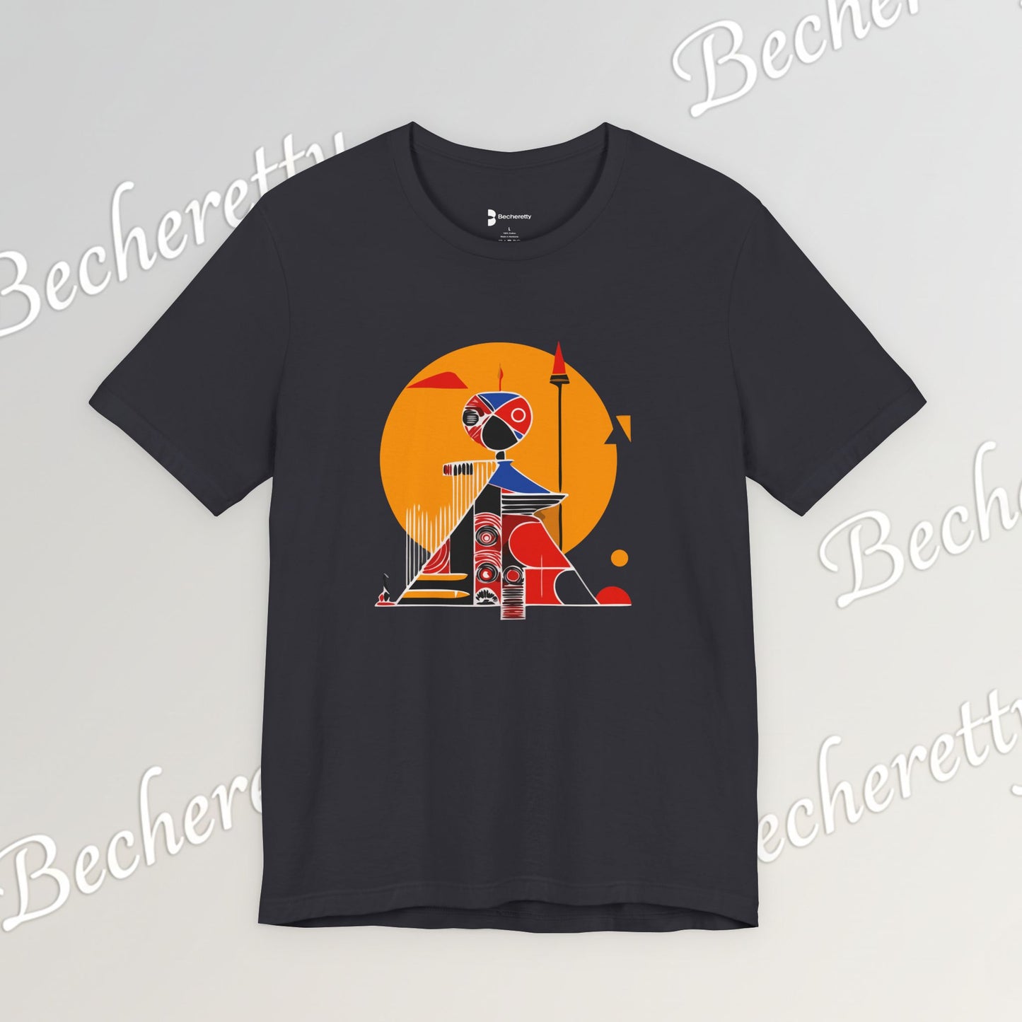"Solar Guardian" Short Sleeve Becheretty T-shirt - Casual - Wear the strength of the sun and the precision of the spear
