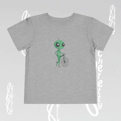 Alien Bicycle Toddler Tee - Fun Kids Shirt - Art Graphic Becheretty - Cute Gifts for Little Explorers